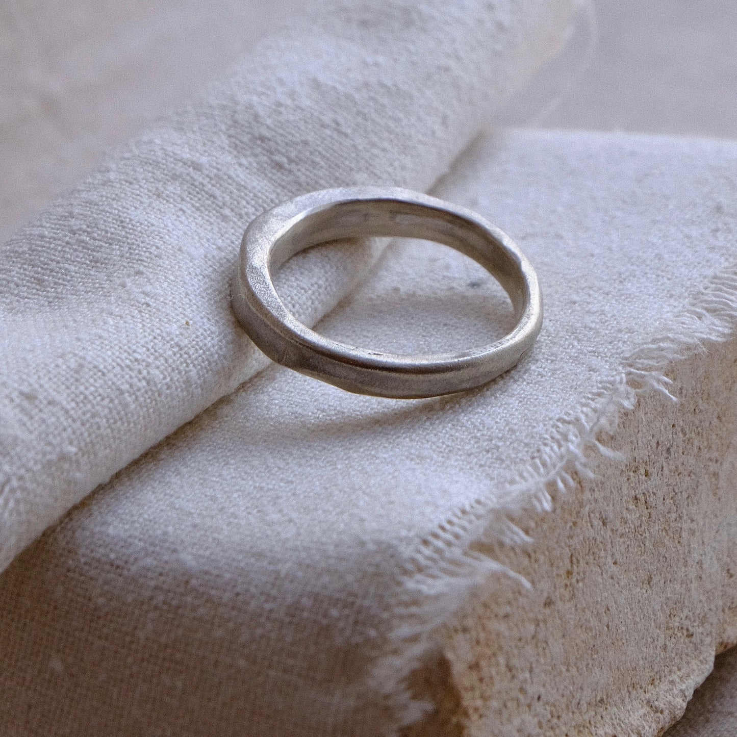 Mens forged silver ring