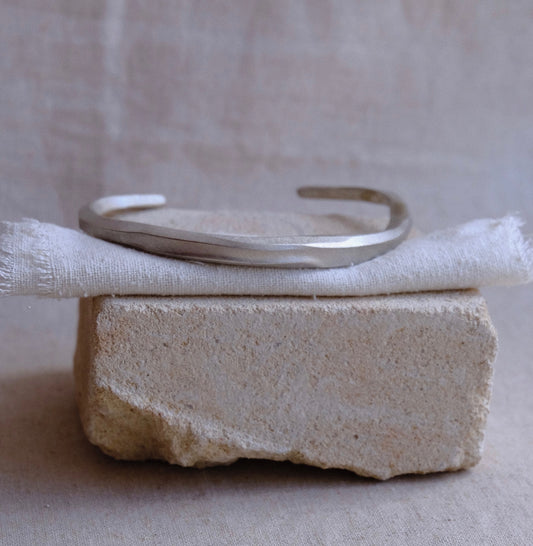 Mens organic silver bangle