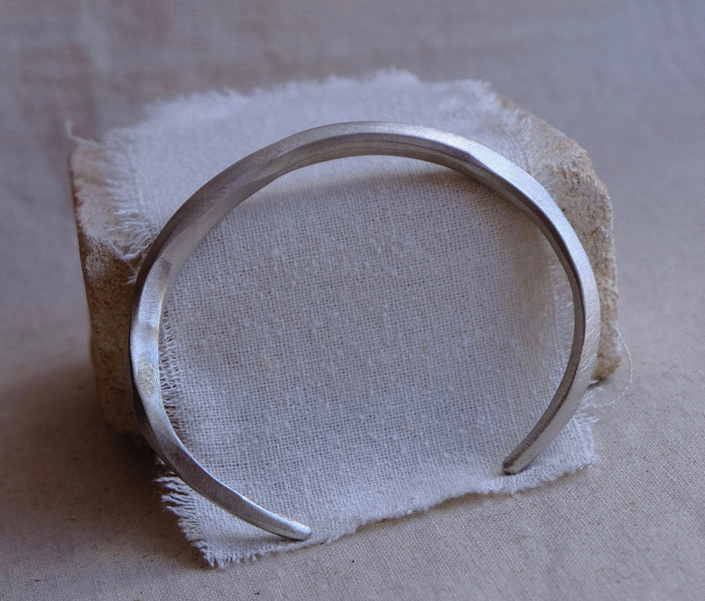 Mens organic silver bangle