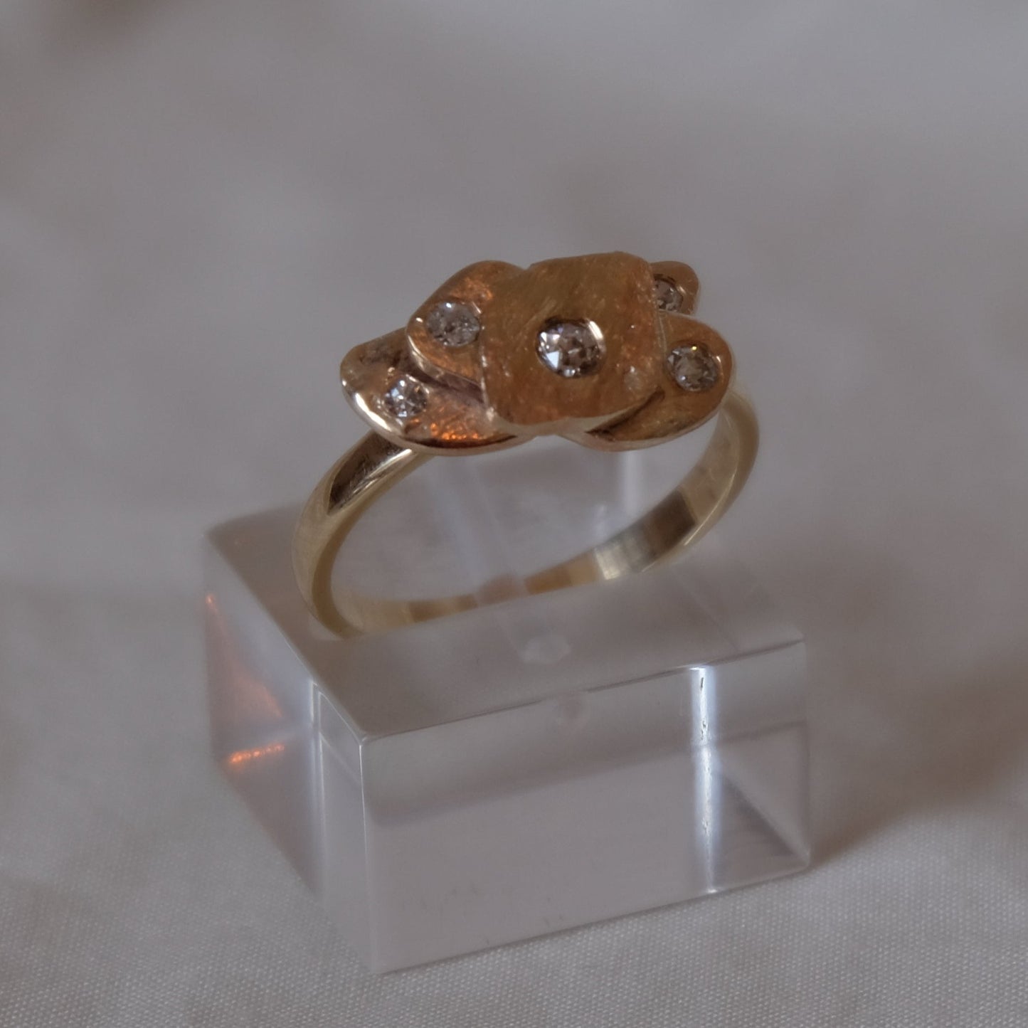 Ocean diamond and gold stacked ring