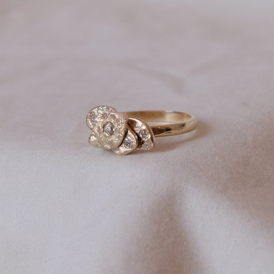 Ocean diamond and gold stacked  ring