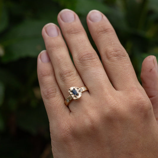 Sapphire and Ocean diamond rock ring