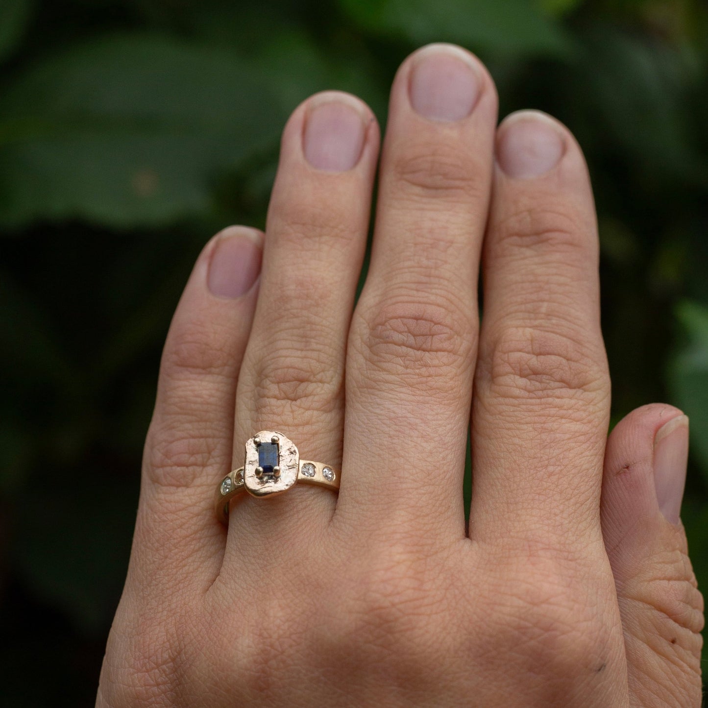 Sapphire and Ocean diamond rock ring