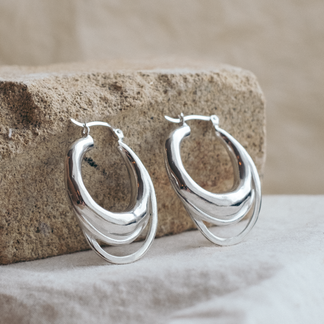 Silver hoop earrings small 2025 thick