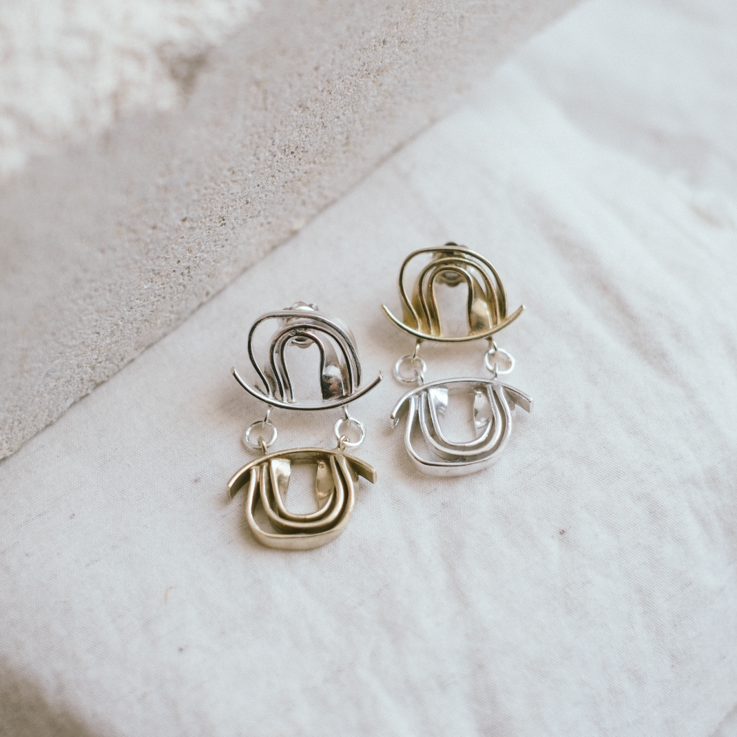 Mis-matched contour earrings