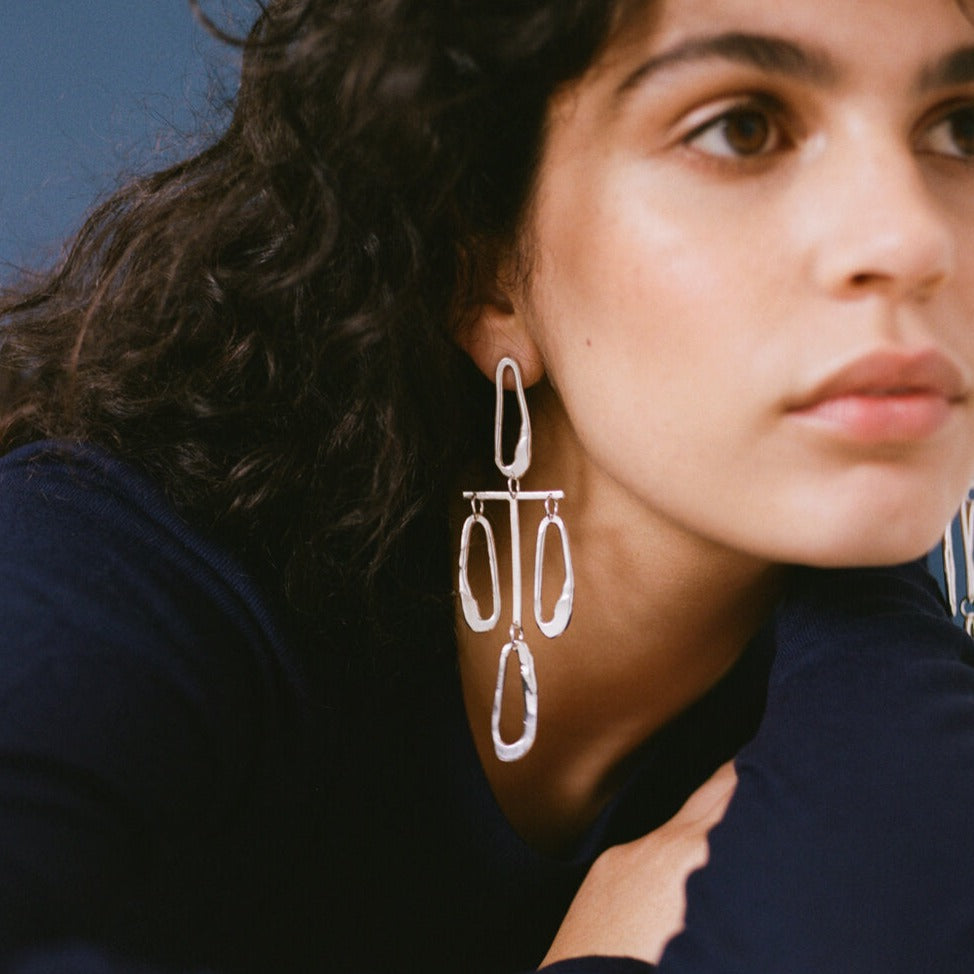 silver statement earring