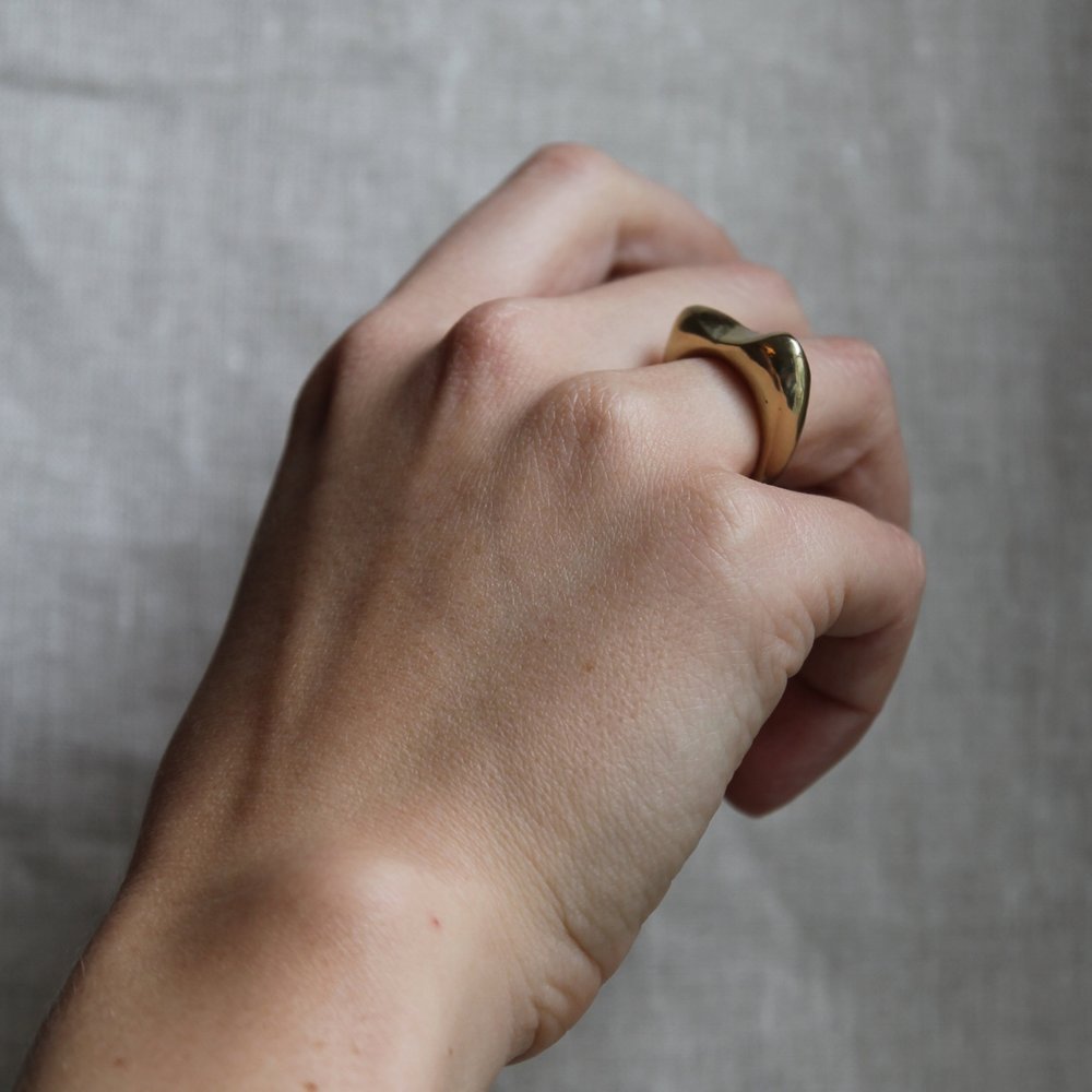 recycled brass Everest mountain stacking ring