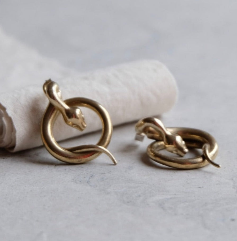 sustainable unique snake hoop earring