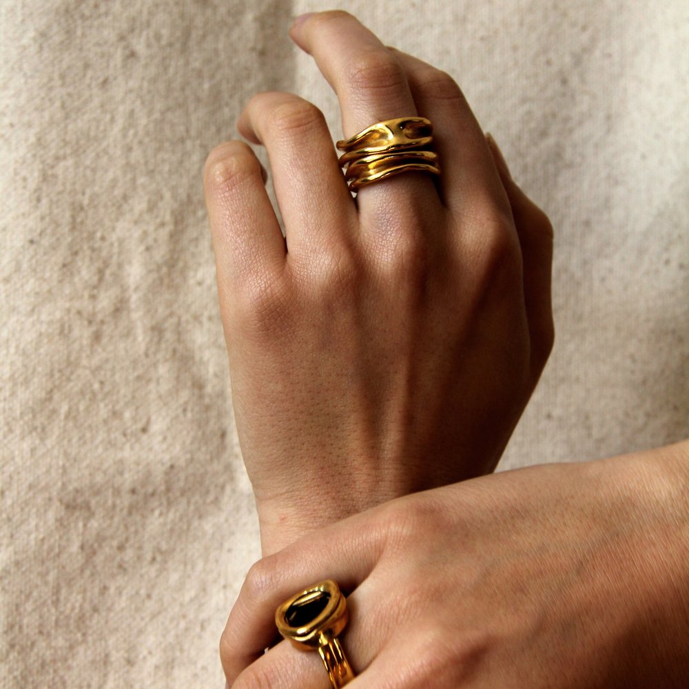 unique eco conscious hand made gold stacking rings