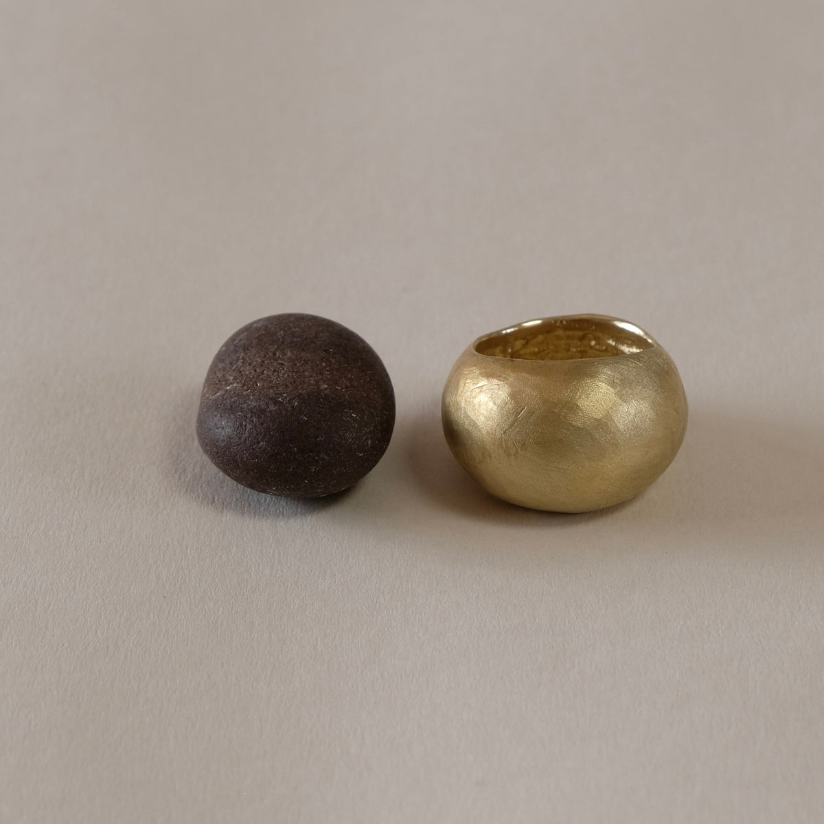 Golden brass rounded dome ring 