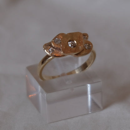 Ocean diamond and gold stacked  ring