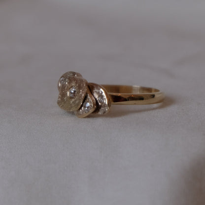 Ocean diamond and gold stacked  ring