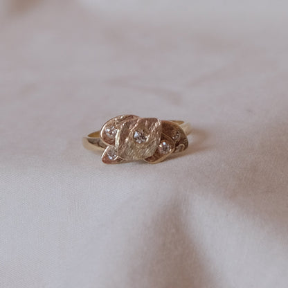 Ocean diamond and gold stacked  ring