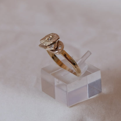 Ocean diamond and gold stacked  ring