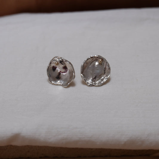 Water Silver earring studs large