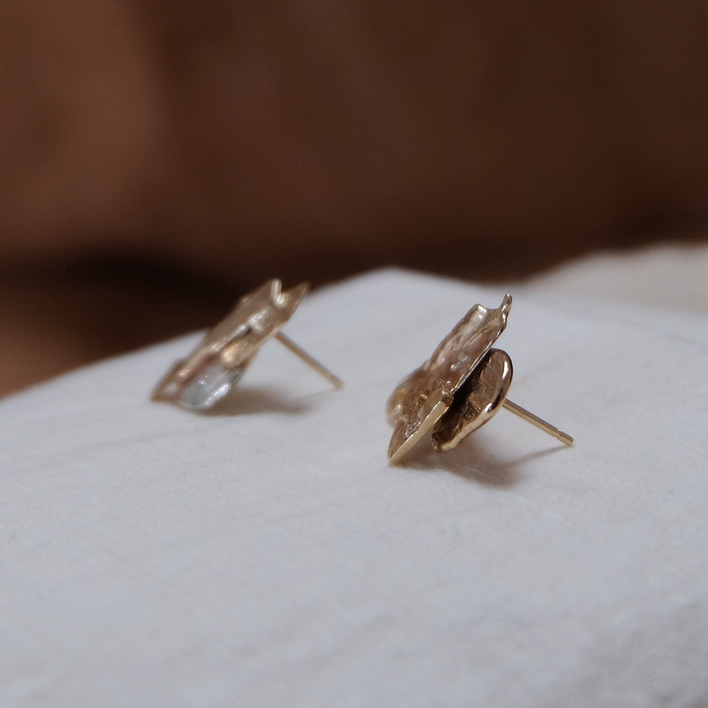 Gold & silver rock studs with ocean diamonds