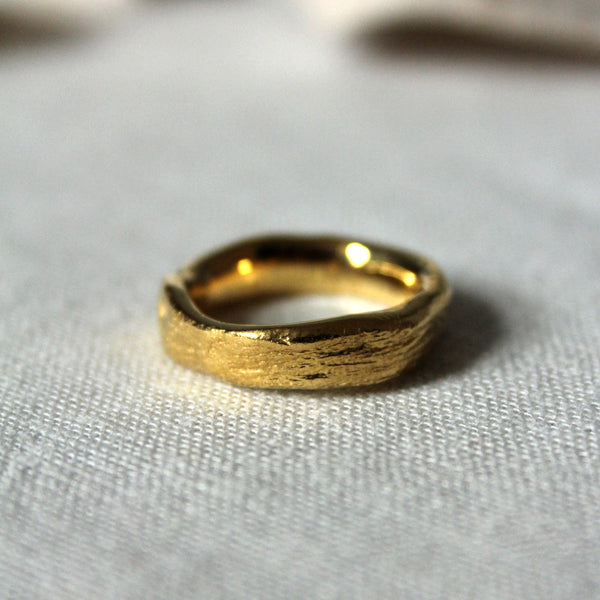 textured hand crafted recycled gold wedding ring