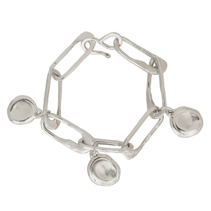 recycled silver hand crafted bold charm bracelet 
