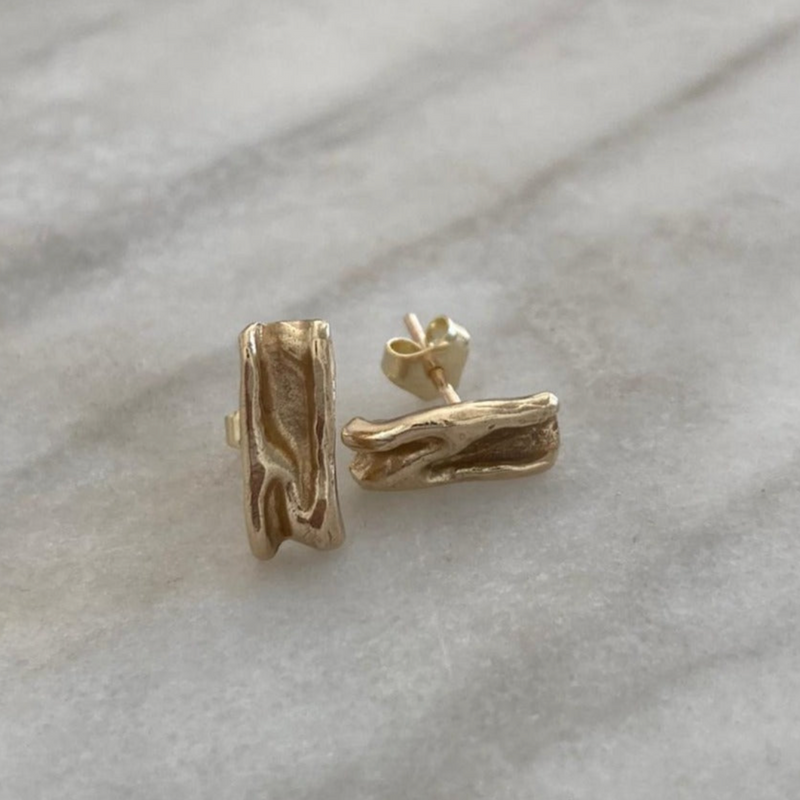 Handmade gold stud earrings