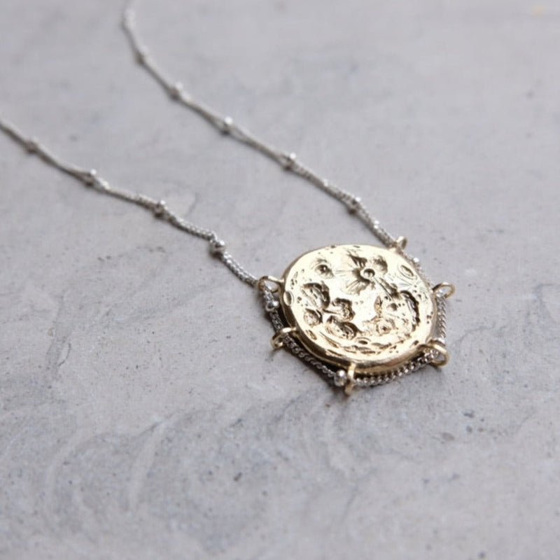 moon pendent layering necklace responsibly handmade in England